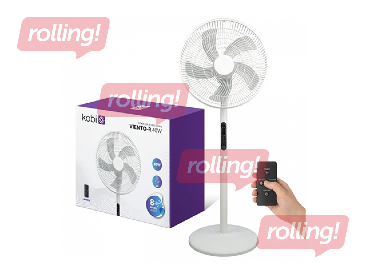 Floor fan Viento-R Kobi Windstar, 40W, white
