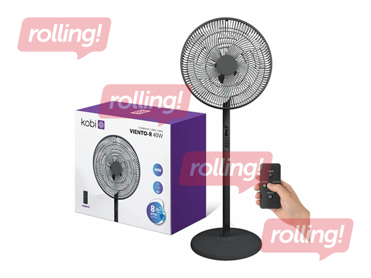Floor fan Viento-R Kobi Windstar, 40W, black