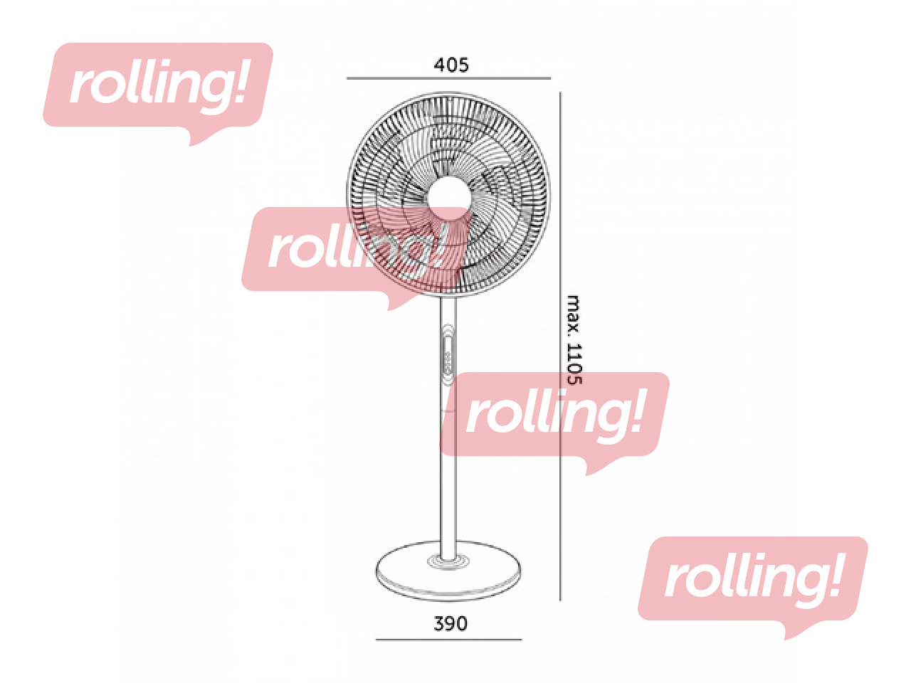 Grīdas ventilators Viento-R Kobi Windstar, 40W, melns