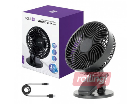 Galda ventilators Viento Clip Kobi Windstar, 4.9W, melns