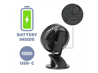 Galda ventilators Viento Clip Kobi Windstar, 4.9W, melns