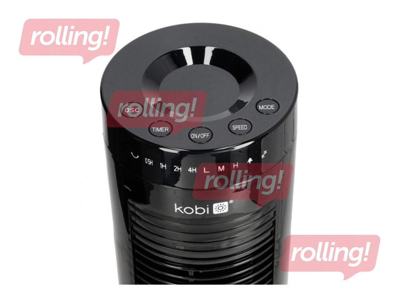 Tower floor fan Hoorn Kobi, with remote control, 45W, black