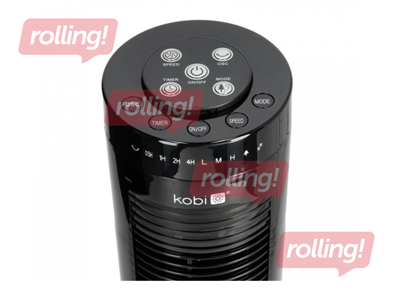 Tower floor fan Hoorn Kobi, with remote control, 45W, black