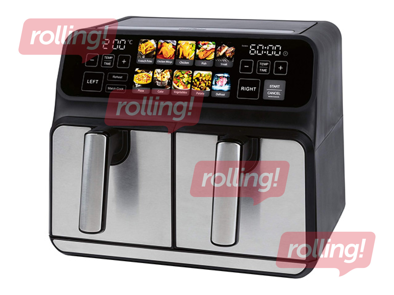 Аэрогриль ProfiCook FR1287, двойной, 2x4л, чёрный/серебристый