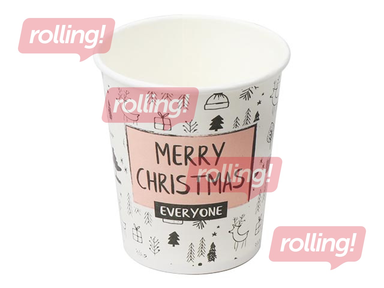 Papīra glāzes Merry Christmas, 300ml, ø90mm, 50 gab.