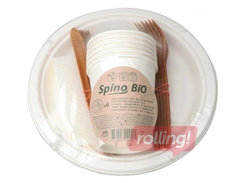 Disposable tableware set for 6 people, BIO