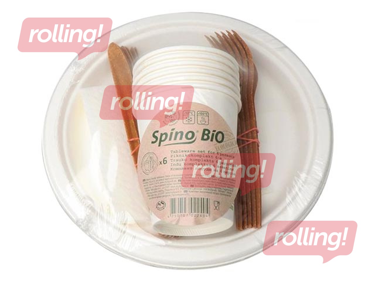 Disposable tableware set for 6 people, BIO