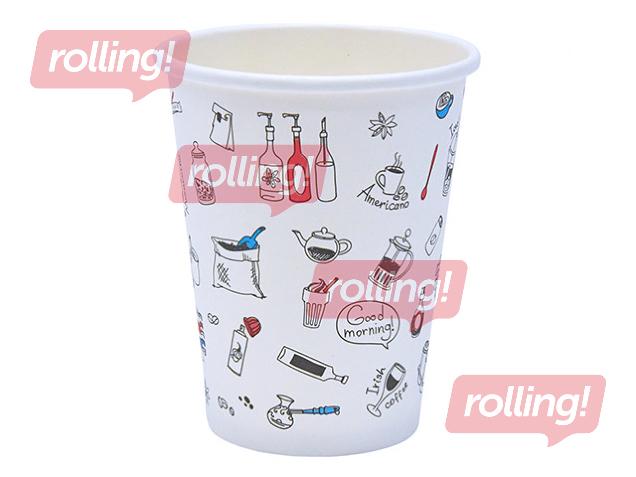 Glāzes, papīra, baltas ar apdruku 