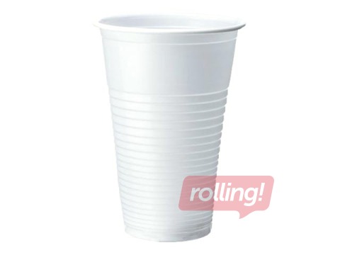 Plastic cups, white, 200ml, 12 pcs.