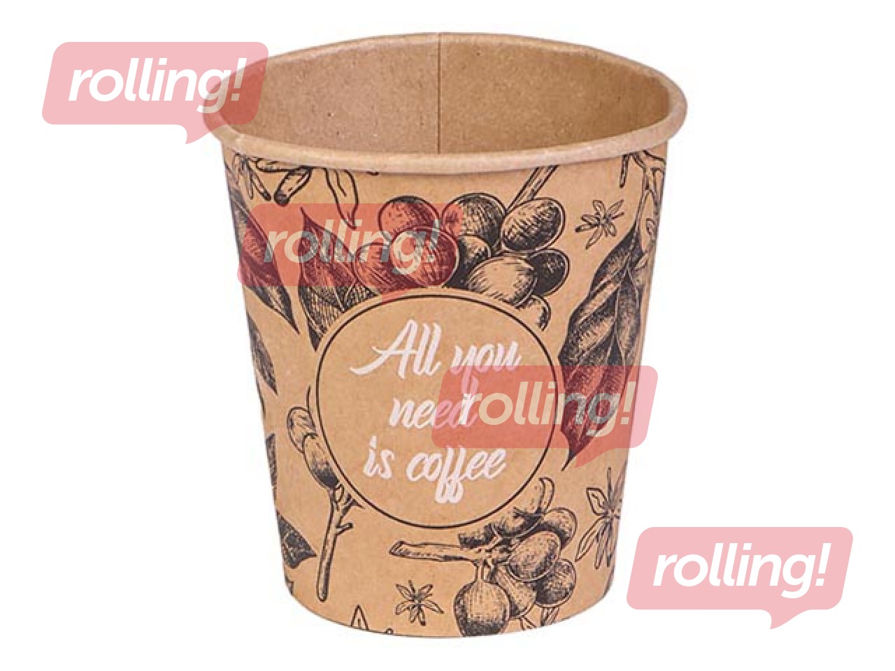 Paper cups All You Need, brown, ø80mm, 250ml, 100 pcs.