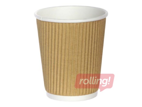 Glāzes papīra ar reljefu un dubulto sienu, ø80mm, 250 ml, brūnas, 25 gab.