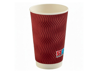Paper cups, corrugated, red, Ø90mm, 450ml, 25pcs