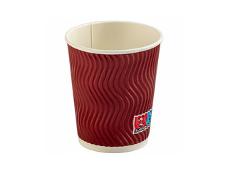 Paper cups, corrugated, red, Ø80mm, 250ml, 25pcs