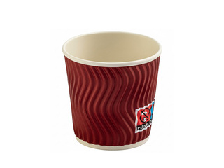 Paper cups, corrugated, red, Ø62mm, 100ml, 50pcs