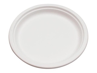 Cukuršķiedras šķīvji, 18 cm, 50 gab., balti