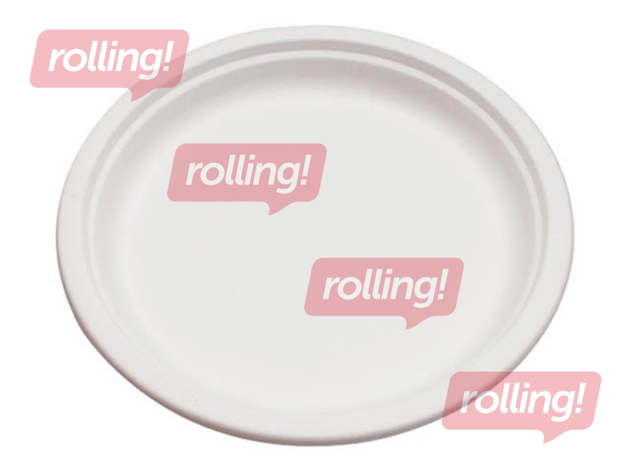 Cukuršķiedras šķīvji, 18 cm, 50 gab., balti