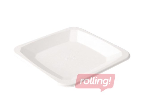 Cukuršķiedras šķīvji, 17 cm, 50 gab., balti