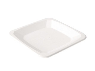 Sugarcane fiber saucers, rectangular, 17 cm, 50 pcs, white