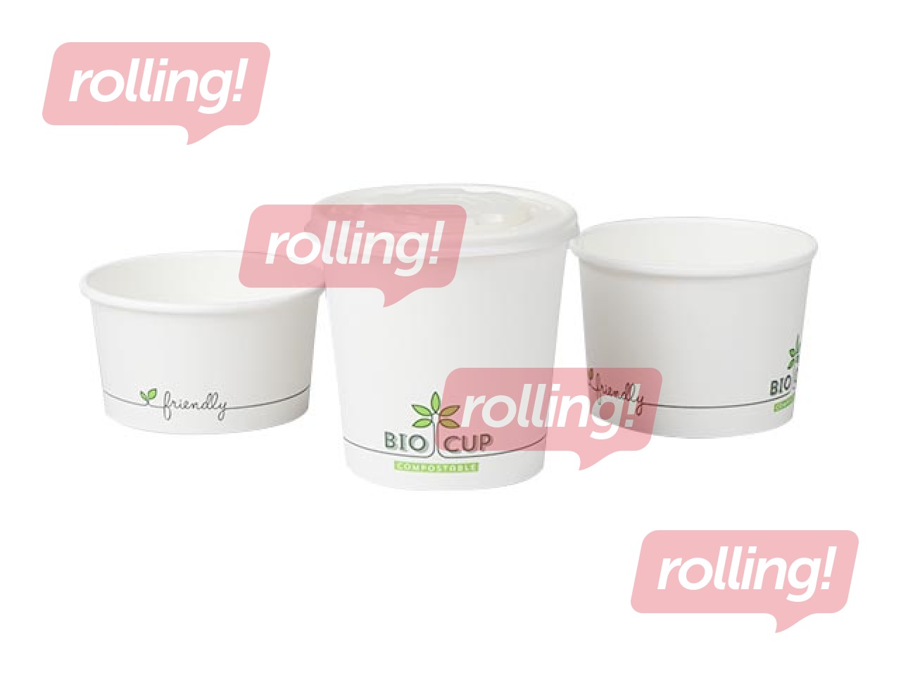 Bļodas BIOCUP, kompostējamas, kartona, 500ml, 25 gab.