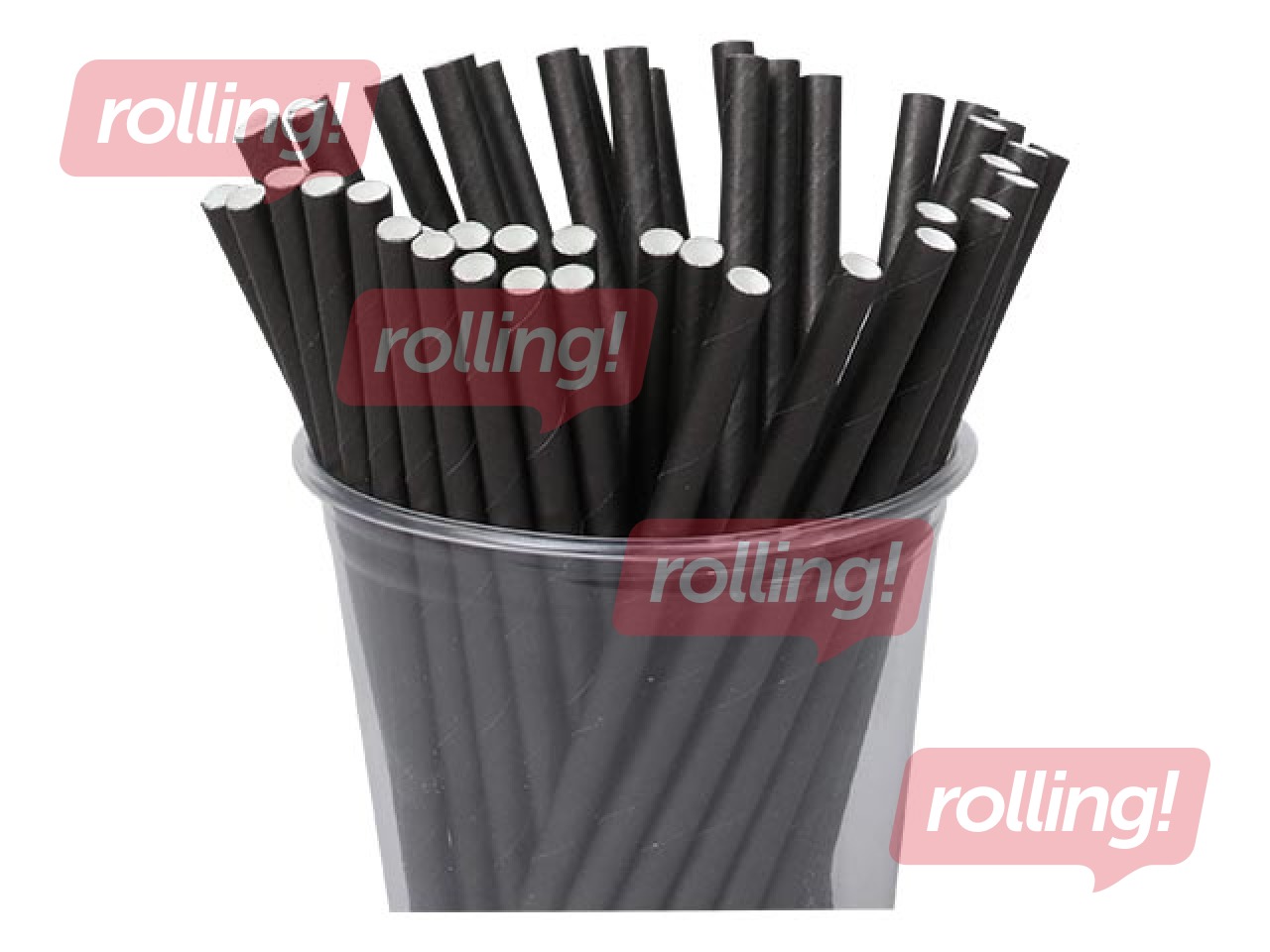 Kokteilikõrred, paber, must, 20,5 cm ø8 mm,  250 tk