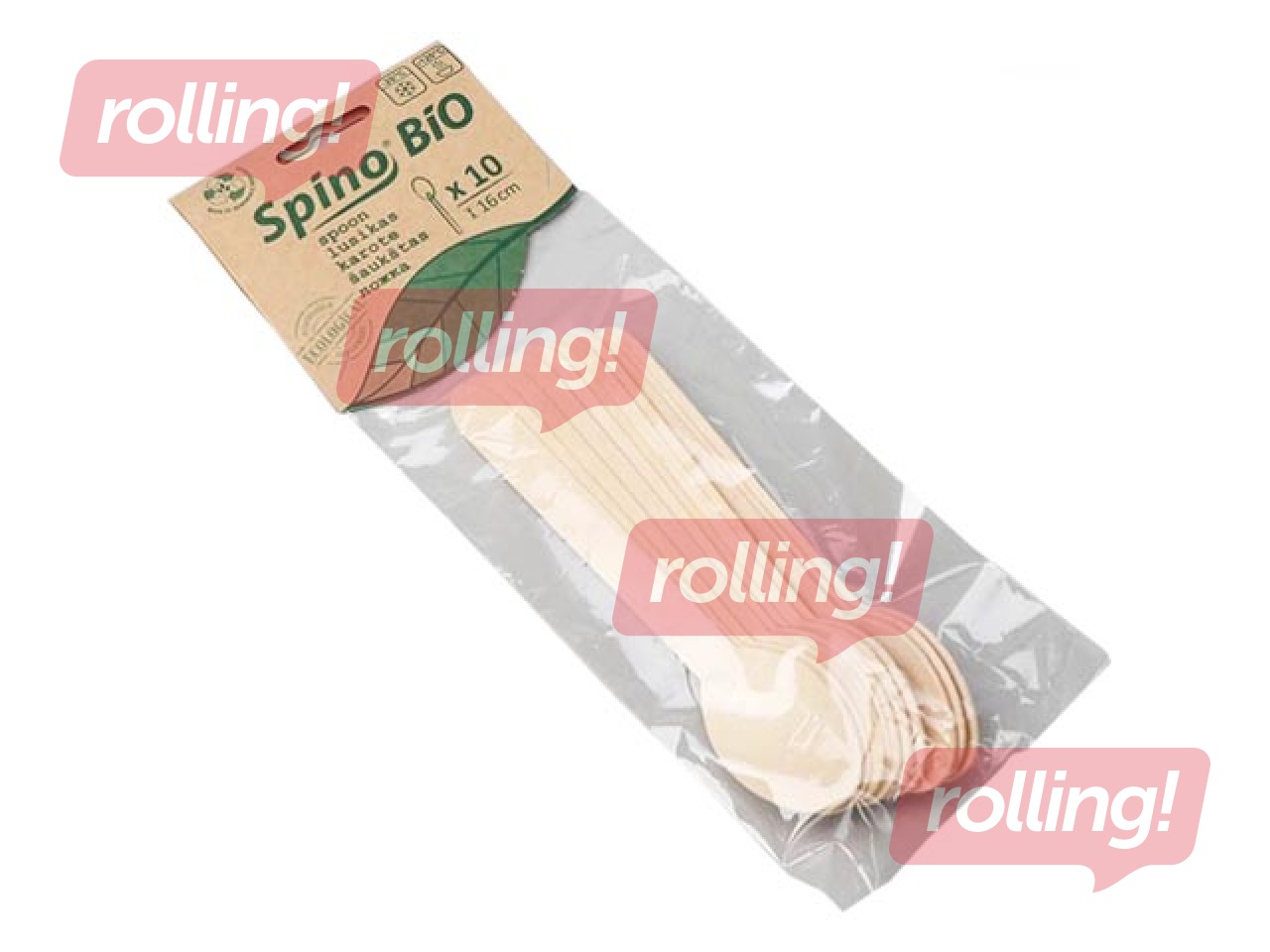 Spoons, wood, 16cm, 10 pcs.