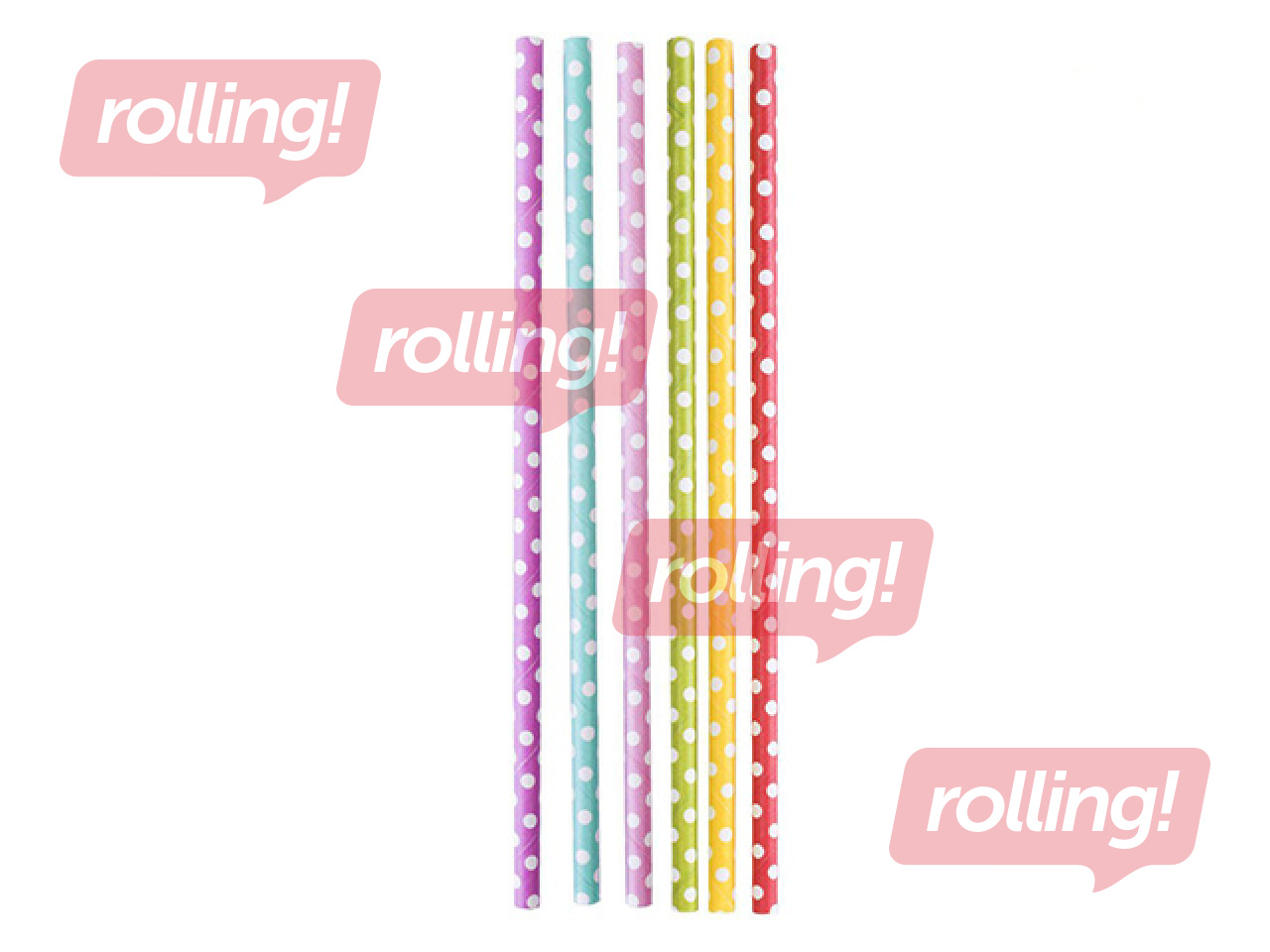 Kokteiļu salmiņi ar punktiņiem, papīra, 19.7 cm  ø6 mm, 100 gab., krāsaini