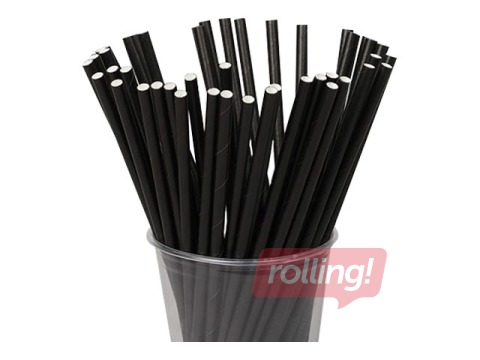 Kоктейльные соломинки, бумажные, черные, 20,5см ø6 мм, 250 шт.