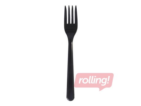 Forks plastic, reusable, black, 50 pcs.