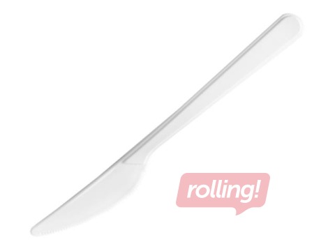 Knives plastic, reusable, white, 50 pcs.