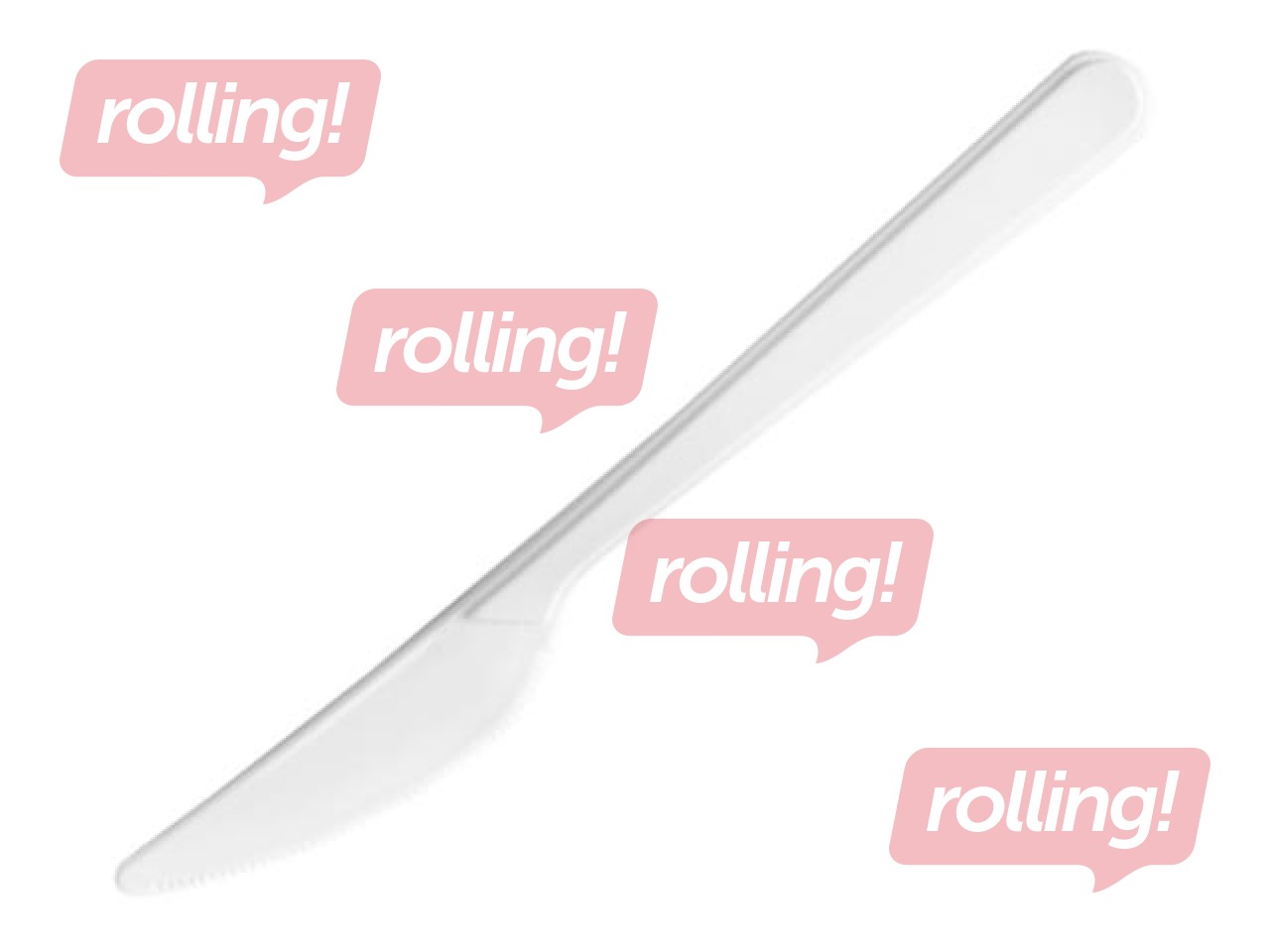 Knives plastic, reusable, white, 50 pcs.