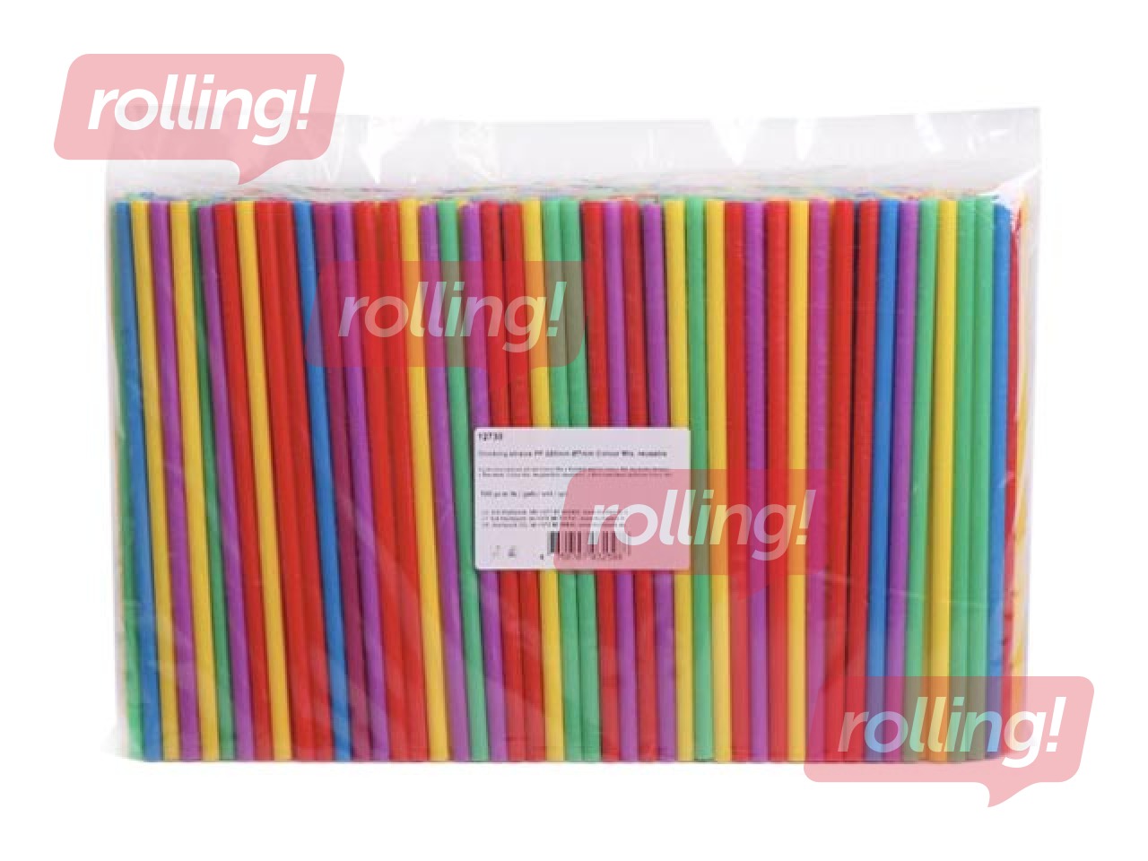 Kokteiļu salmiņi, PP, 22 cm ø7 mm, 500 gab., krāsaini