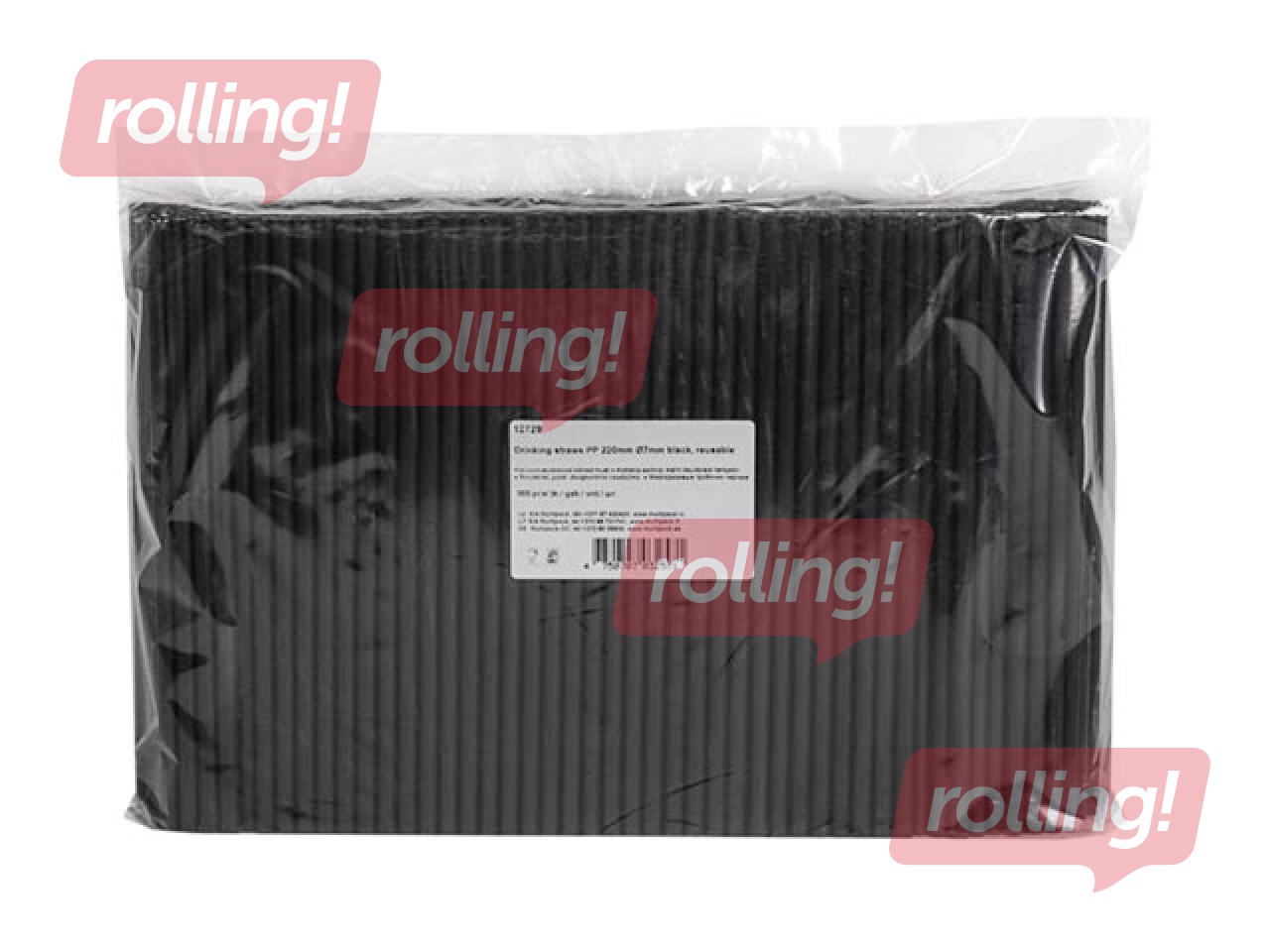 Kokteiļu salmiņi, PP, 22 cm ø7 mm, 500 gab., melni