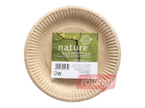 Paper plates, 18 cm, 50 pcs., brown