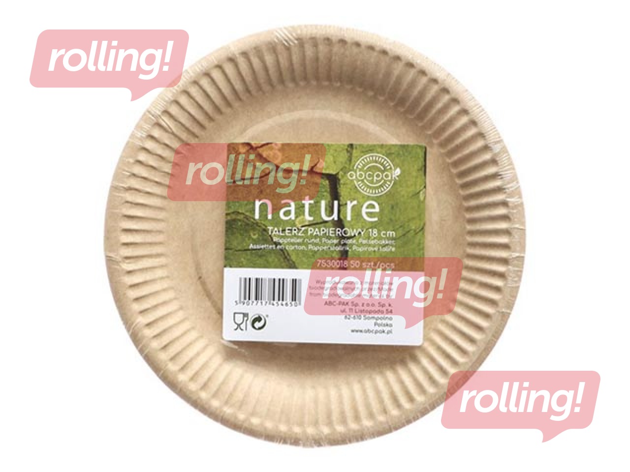 Paper plates, 18 cm, 50 pcs., brown