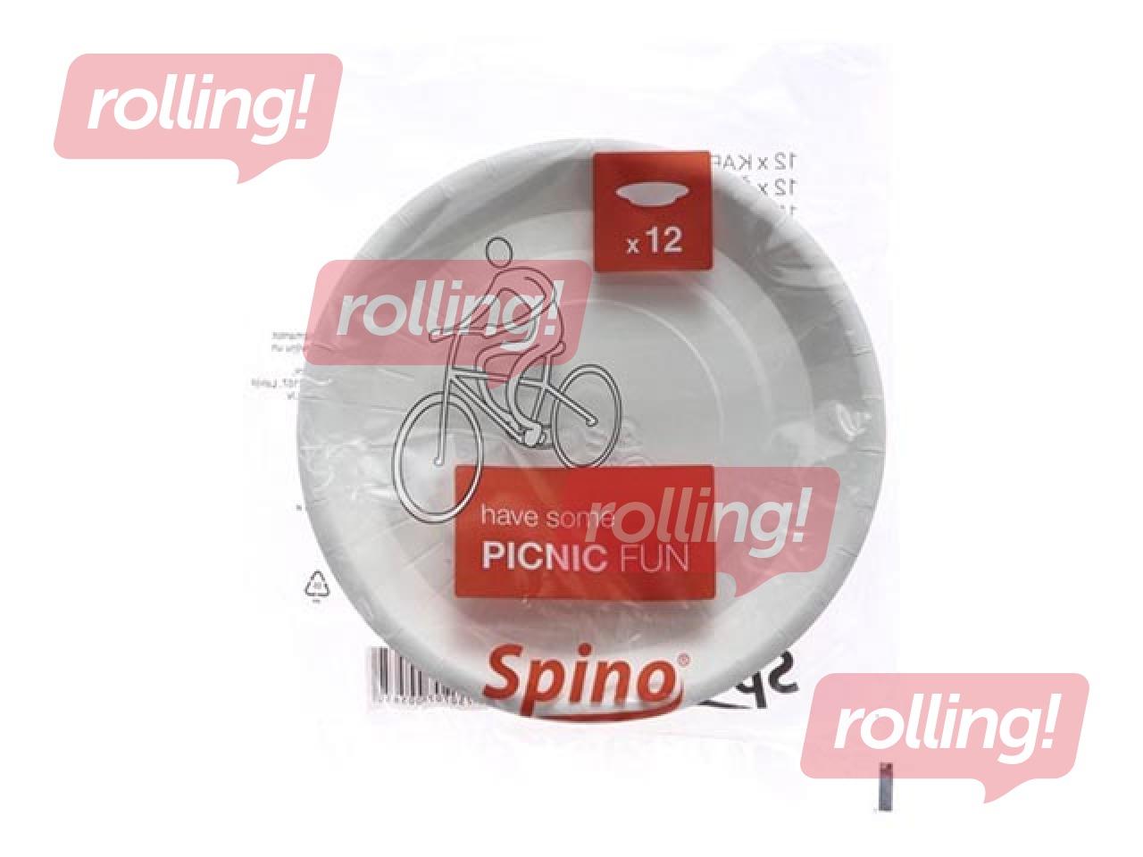 Papīra šķīvji SPINO, 18 cm, 12 gab., balti