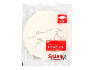 Paper plates SPINO, 23 cm, 12 pcs., white