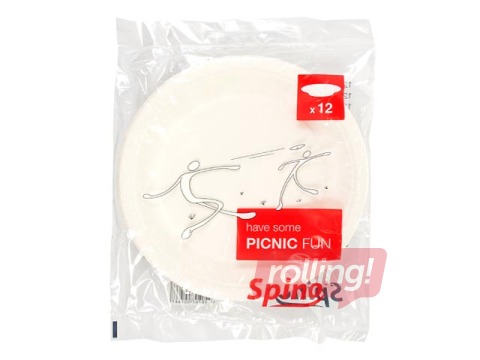 Papīra šķīvji SPINO, 23 cm, 12 gab., balti