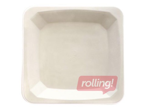 Cukuršķiedras šķīvji, 21x21 cm, 50 gab., balti