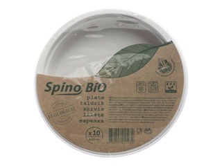 Тарелки сахарно-волокнистые SPINO, 23 см, 10 шт, белые