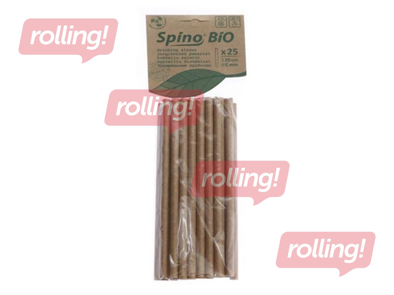 Kokteiļu salmiņi SPINO, papīra, 20,5 cm ø6 mm, 25 gab., brūni