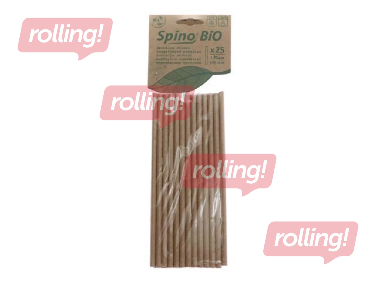 Kokteiļu salmiņi SPINO, papīra, 20,5 cm ø8 mm, 25 gab., brūni