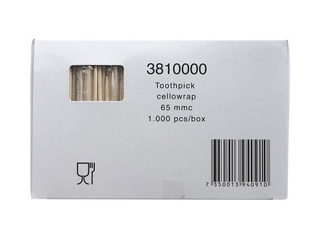 Зубочистики, упакованные по одной штуке в пленку, 6.5см, 1000 шт.