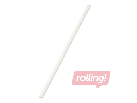 Kokteilikõrred, paberist, valge, 20cm ø6mm, 150 tk.