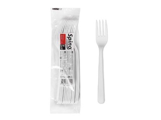 Plastic forks, reusable, white, 18cm, 12 pcs.
