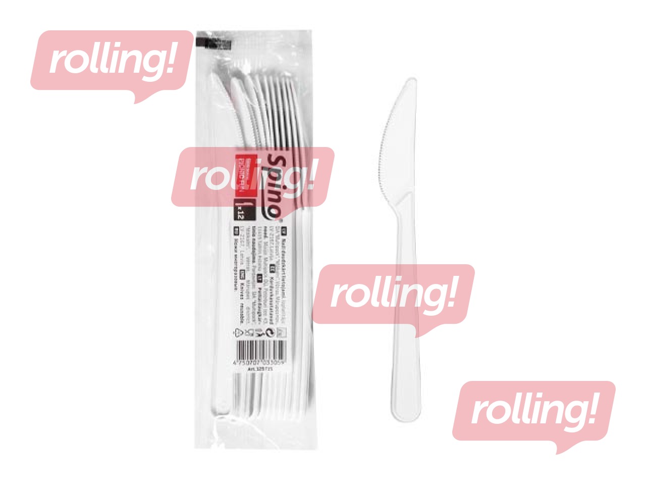 Plastic knives, reusable, white, 18cm, 12 pcs.