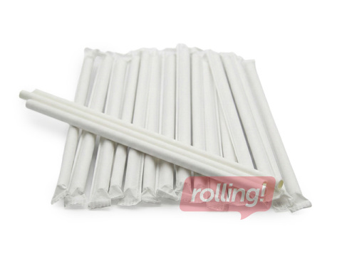Kokteiļu salmiņi higiēniskie, papīra, balti, 21cm, ø6mm, 250 gab.