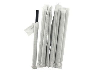 Hygienic cocktail straws, paper, black, 20cm, ø6mm, 250 pcs.