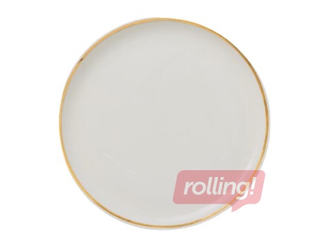 Šķīvis Prima Gold, deserta, porcelāna, balts ar zelta maliņu, 21cm