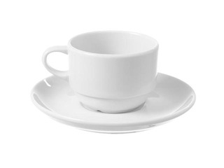 Tase Bianco, ar apakštasi, porcelāna, balta, 90ml