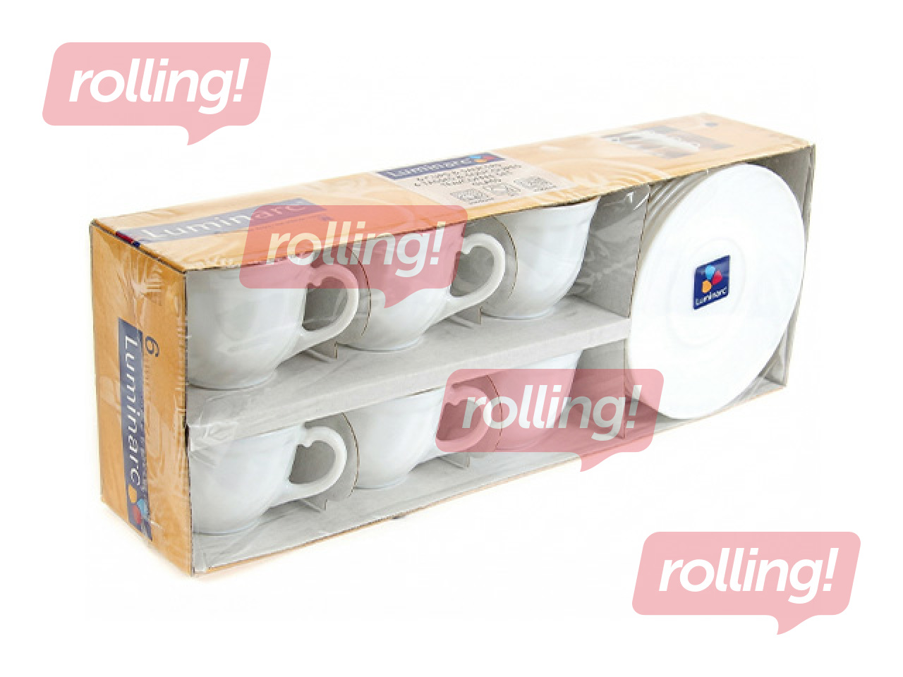 Kafijas servīze Luminarc Trianon, rūdīta stikla, balta, 220ml, 6 personām